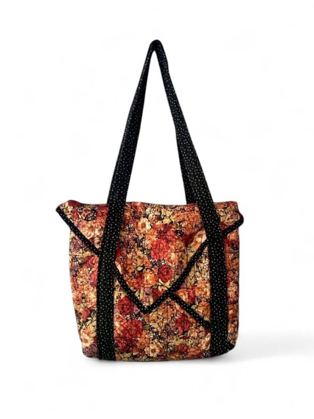 Handcrafted Quilted Floral Sunday Satchel Tote Bag Mint